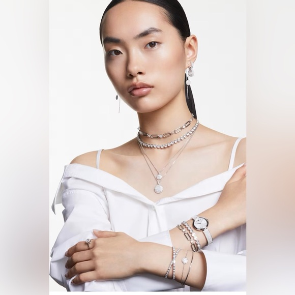 Swarovski Silver Crystal Tennis Bracelet | Rhodium Plated | Swan Signed | New - Picture 4 of 6